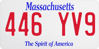 MA license plate 446YV9