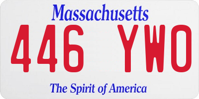 MA license plate 446YW0