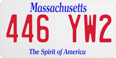 MA license plate 446YW2