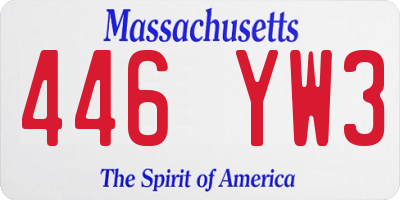 MA license plate 446YW3