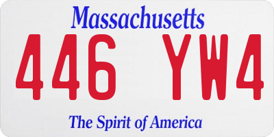 MA license plate 446YW4