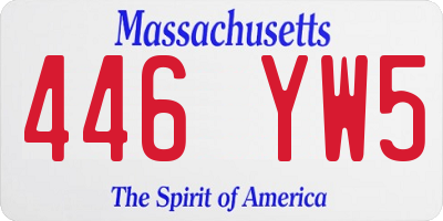 MA license plate 446YW5