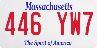 MA license plate 446YW7