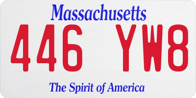 MA license plate 446YW8
