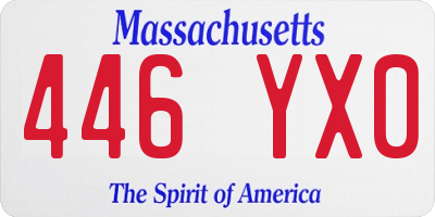 MA license plate 446YX0
