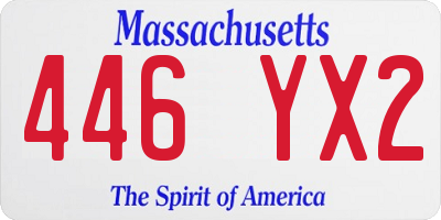 MA license plate 446YX2