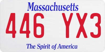 MA license plate 446YX3