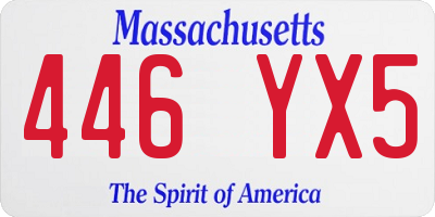 MA license plate 446YX5