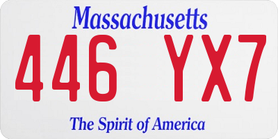 MA license plate 446YX7