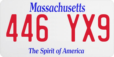 MA license plate 446YX9