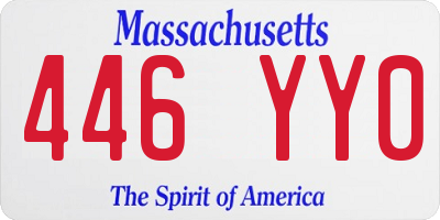 MA license plate 446YY0