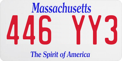 MA license plate 446YY3