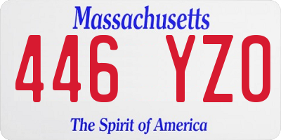 MA license plate 446YZ0