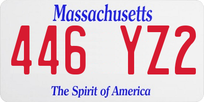 MA license plate 446YZ2