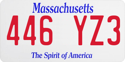 MA license plate 446YZ3