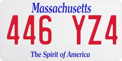 MA license plate 446YZ4