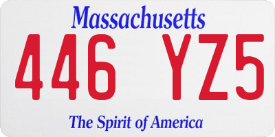 MA license plate 446YZ5