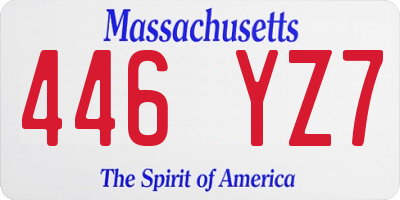 MA license plate 446YZ7