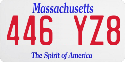 MA license plate 446YZ8