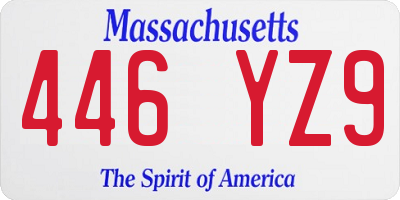 MA license plate 446YZ9