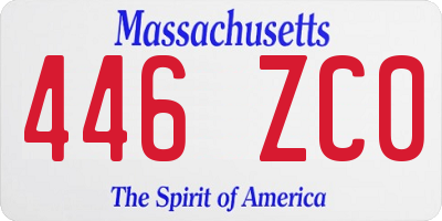 MA license plate 446ZC0