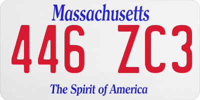 MA license plate 446ZC3