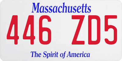MA license plate 446ZD5