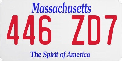 MA license plate 446ZD7