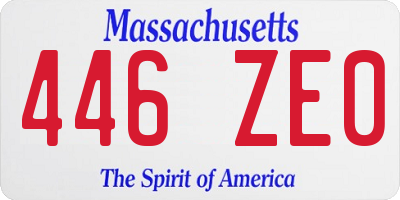 MA license plate 446ZE0