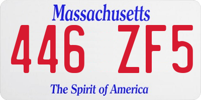 MA license plate 446ZF5