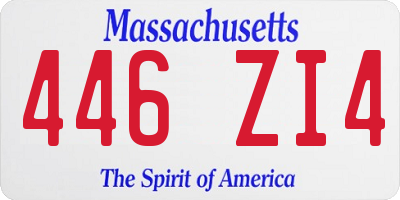 MA license plate 446ZI4