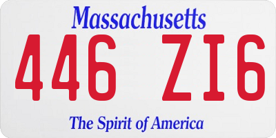 MA license plate 446ZI6