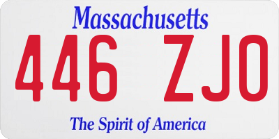 MA license plate 446ZJ0