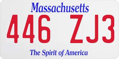 MA license plate 446ZJ3
