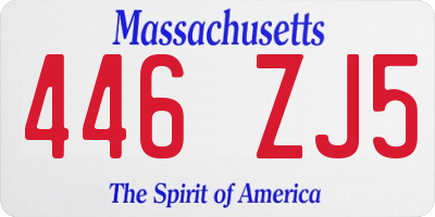 MA license plate 446ZJ5