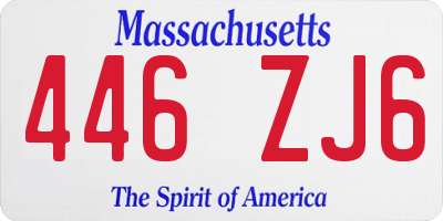 MA license plate 446ZJ6