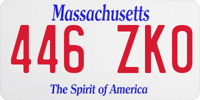 MA license plate 446ZK0