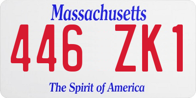 MA license plate 446ZK1