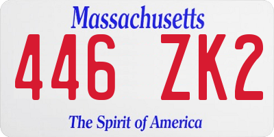 MA license plate 446ZK2