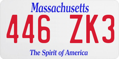 MA license plate 446ZK3