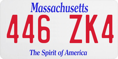 MA license plate 446ZK4