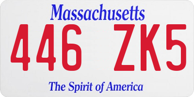 MA license plate 446ZK5