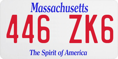 MA license plate 446ZK6