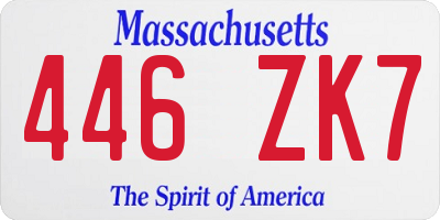 MA license plate 446ZK7
