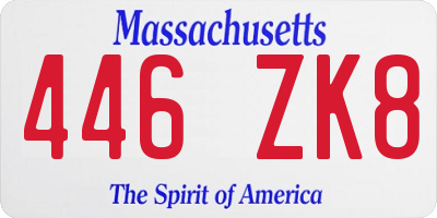 MA license plate 446ZK8