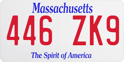 MA license plate 446ZK9
