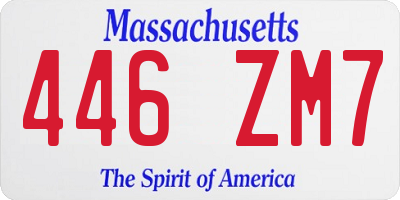 MA license plate 446ZM7