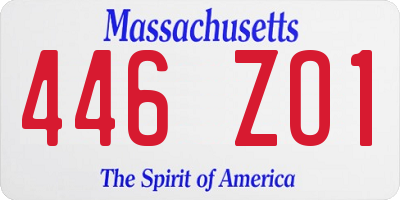 MA license plate 446ZO1