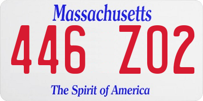 MA license plate 446ZO2