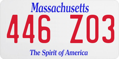 MA license plate 446ZO3